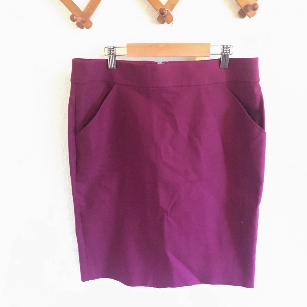 J crew maroon pencil skirt with pockets NWOT